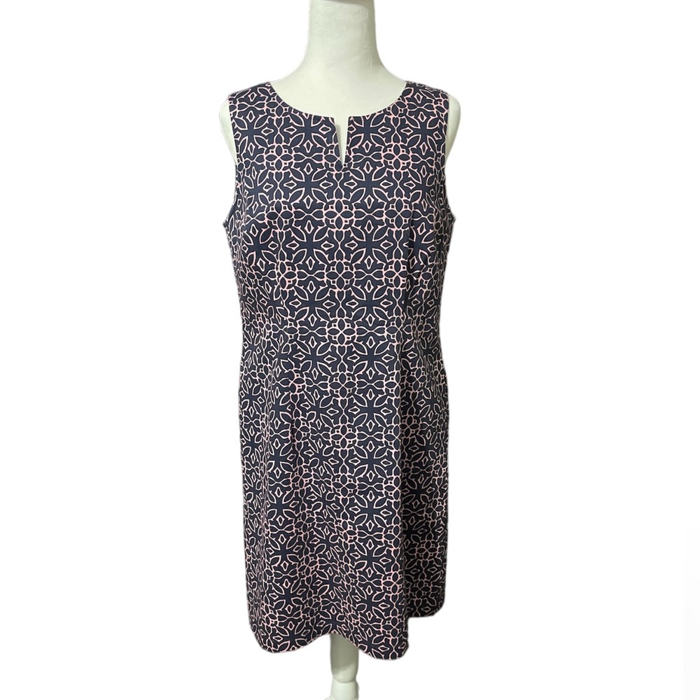 Talbots navy blue/pink dress Size 10 Petite